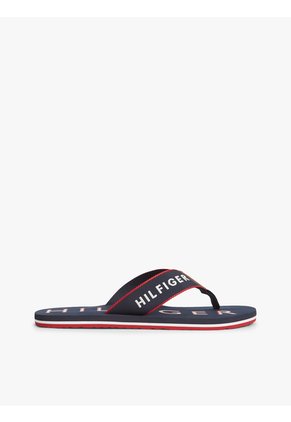 Sandalias Azul Marino Con Tira Trenzada Y Logo Bordado Tommy Hilfiger