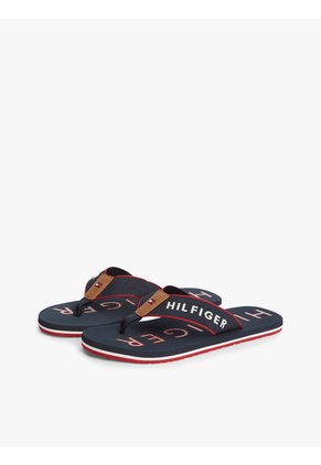 Sandalias Azul Marino Con Tira Trenzada Y Logo Bordado Tommy Hilfiger