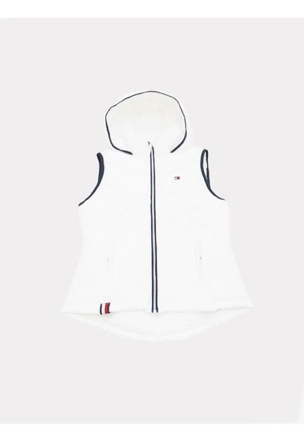 Chaleco Blanco Acolchado Con Capota Tommy Hilfiger