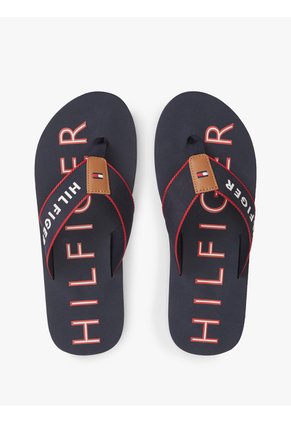 Sandalias Azul Marino Con Tira Trenzada Y Logo Bordado Tommy Hilfiger