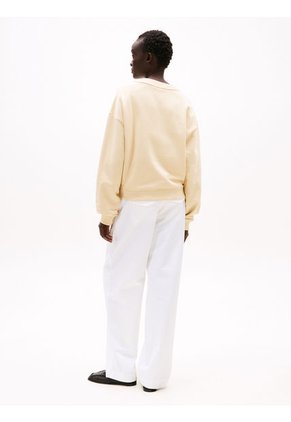 Sacos Amarillo / Saco Tejido De Cuello Redondo Con Logo Tommy Hilfiger