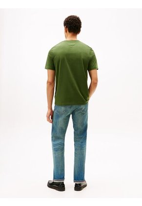 Camiseta Verde De Cuello Redondo Con Logo Gráfico Tommy Hilfiger