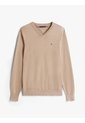 Saco Beige Con Cuello En V Y Logo Bordado Tommy Hilfiger de Tommy Hilfiger