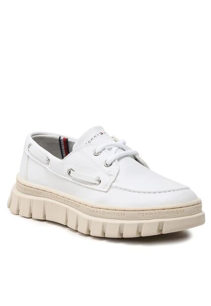 Mocasines Th De Cuero Para Niños Blanco Tommy Hilfiger