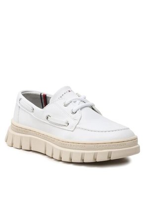 Mocasines Th De Cuero Para Niños Blanco Tommy Hilfiger