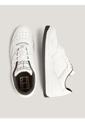 Tenis Cuero Con Logo A Contraste Hombre Blanco Tommy Hilfiger