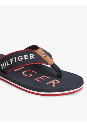 Sandalias Azul Marino Con Tira Trenzada Y Logo Bordado Tommy Hilfiger