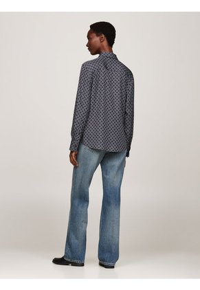 Blusa Azul De Viscosa Con Lazo En El Cuello Tommy Hilfiger