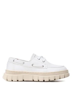 Mocasines Th De Cuero Para Niños Blanco Tommy Hilfiger