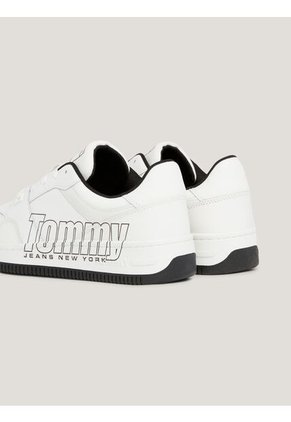 Tenis Cuero Con Logo A Contraste Hombre Blanco Tommy Hilfiger