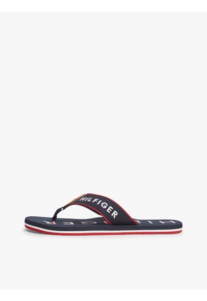 Sandalias Azul Marino Con Tira Trenzada Y Logo Bordado Tommy Hilfiger