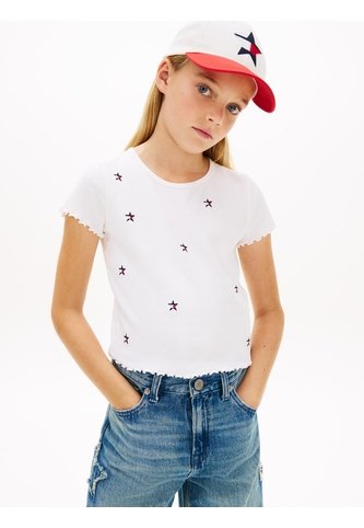 Top Muy Para Niña Ajustado Con Logo Y Estrellas Bordadas Tommy Hilfiger Tommy Hilfiger