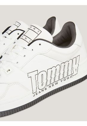 Tenis Cuero Con Logo A Contraste Hombre Blanco Tommy Hilfiger