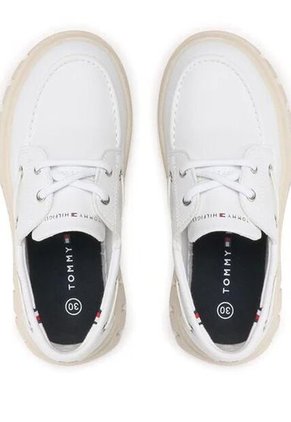Mocasines Th De Cuero Para Niños Blanco Tommy Hilfiger