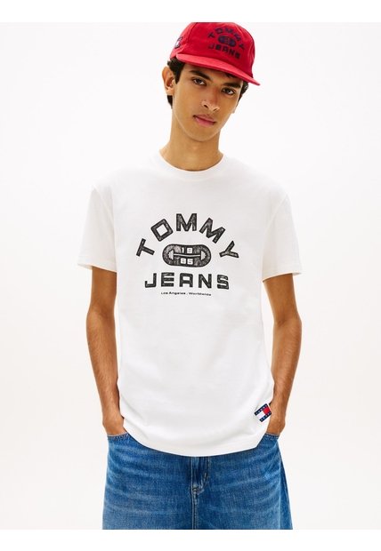 Camiseta Blanca De Punto Con Cuello Redondo Tommy Jeans