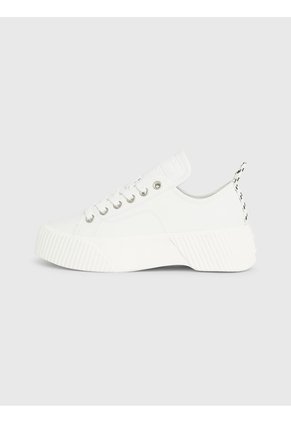Tenis Blanco De Cuero Con Plataforma Tommy Hilfiger