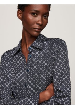 Blusa Azul De Viscosa Con Lazo En El Cuello Tommy Hilfiger