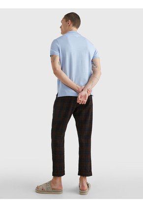 Polo Ribeteado Con Corte Slim Hombre Celeste Tommy Hilfiger