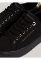 Tenis Negro De Lona Con Talón Metalizado Tommy Hilfiger de Tommy Hilfiger
