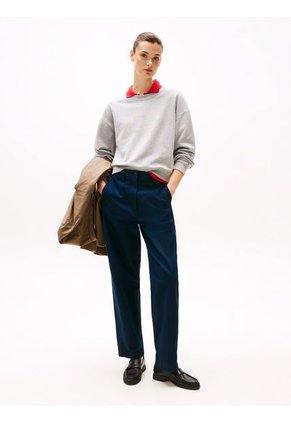 Sacos Gris / Saco Tejido De Cuello Redondo Con Logo Tommy Hilfiger