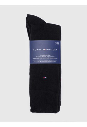 Pack Negro De 3 Calcetines Con Logo Bordado Tommy Hilfiger
