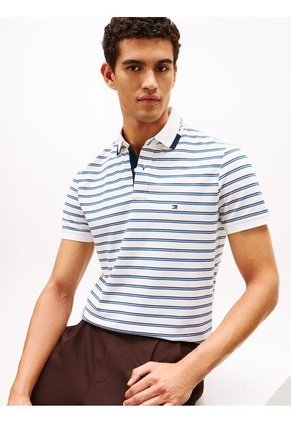 Polo Blanco De Corte Regular Con Logo Gráfico Tommy Hilfiger