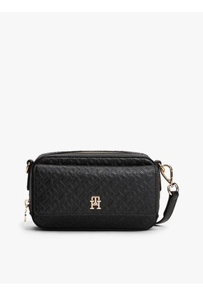 Bolso Negro Camera Bag Con Textura De Monograma TH Tommy Hilfiger