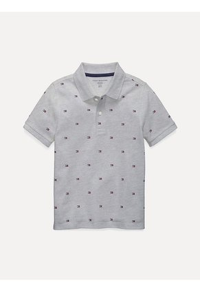 Polo Gris Para Niño Larry Con Estampado De Banderas TH Tommy Hilfiger
