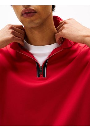 Polo Rojo De Corte Regular Con Cremallera Tommy Hilfiger