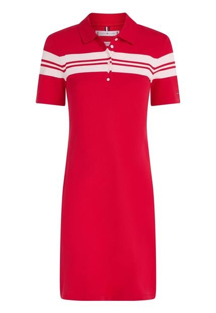 Vestido Rojo Tipo Polo Con Diseño Colorblock De Corte Slim Tommy Hilfiger