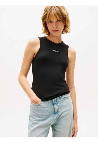 Tank Negro De Corte Slim Con Script Label Tommy Jeans Tommy Hilfiger