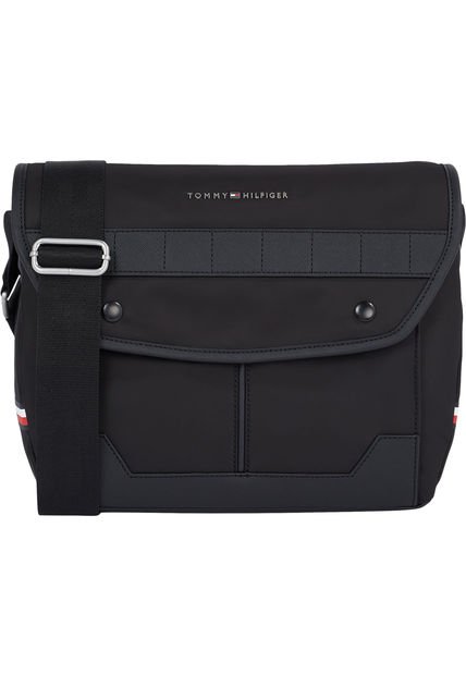 Bolso Con Bolso Pequeño Con Solapa Y Monograma Th Hombre Negro Tommy Hilfiger