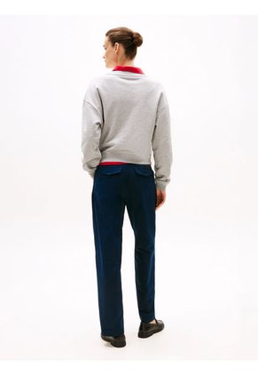 Sacos Gris / Saco Tejido De Cuello Redondo Con Logo Tommy Hilfiger