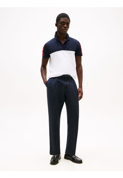 Polo Blanco De Corte Regular Con Diseño Color Block Tommy Hilfiger