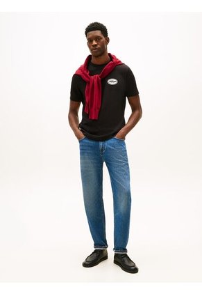 Camiseta Negra De Corte Amplio Con Gráfico Trasero Tommy Hilfiger