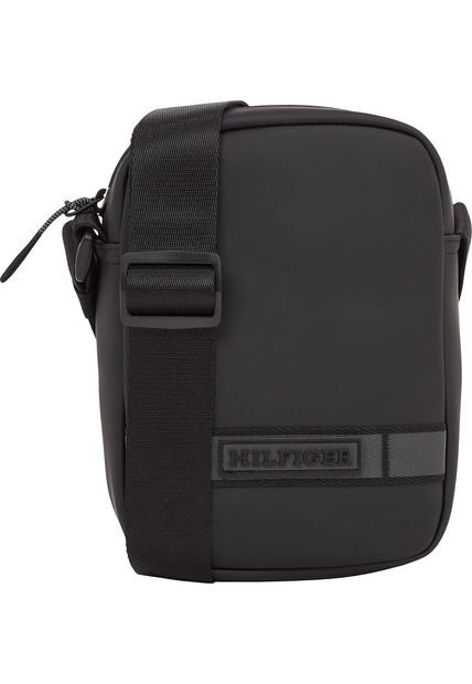 Bolso Negro Reporter Pequeño Con Logo Engomado Tommy Hilfiger