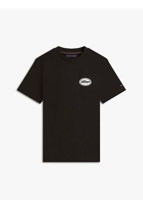 Camiseta Negra De Corte Amplio Con Gráfico Trasero Tommy Hilfiger