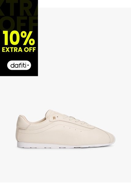 Tenis Beige Tommy Hilfiger Low Profile Runner De Cuero Tommy Hilfiger