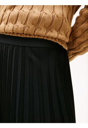 Falda Negro Midi Plisada Con Logo En Cintura Tommy Hilfiger