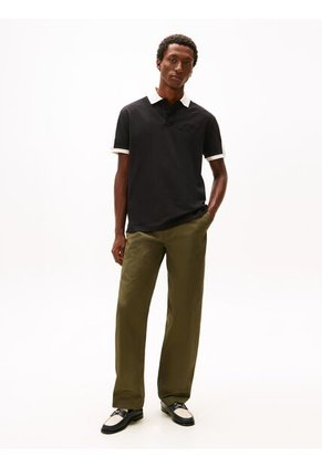 Polo Negro Mesh De Corte Regular Tommy Hilfiger