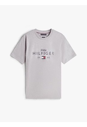 Camiseta Gris De Cuello Redondo Con Logo Gráfico Tommy Hilfiger