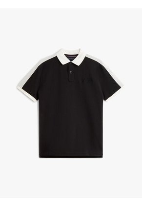 Polo Negro Mesh De Corte Regular Tommy Hilfiger