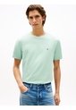 Camiseta Verde De Cuello Redondo Con Logo Bordado Tommy Hilfiger de Tommy Hilfiger