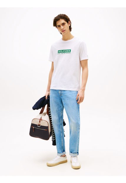 Camisa Blanca Con Logo Tommy Hilfiger