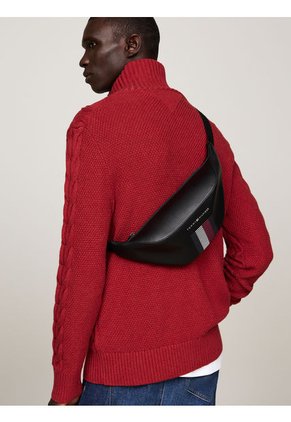 Canguro Negro Con Textura De Piqué Tommy Hilfiger