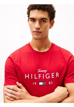 Camiseta Roja De Cuello Redondo Con Logo Gráfico Tommy Hilfiger