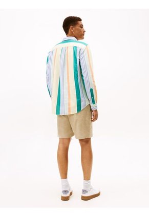 Camisa Beige Oxford De Rayas Tommy Hilfiger