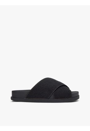 Sandalias Negro Con Tiras Cruzadas De Tejido Denim Tommy Hilfiger