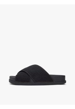 Sandalias Negro Con Tiras Cruzadas De Tejido Denim Tommy Hilfiger