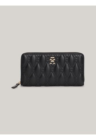 Billetera Negra De Cuero Acolchada Con Cremallera Tommy Hilfiger Tommy Hilfiger